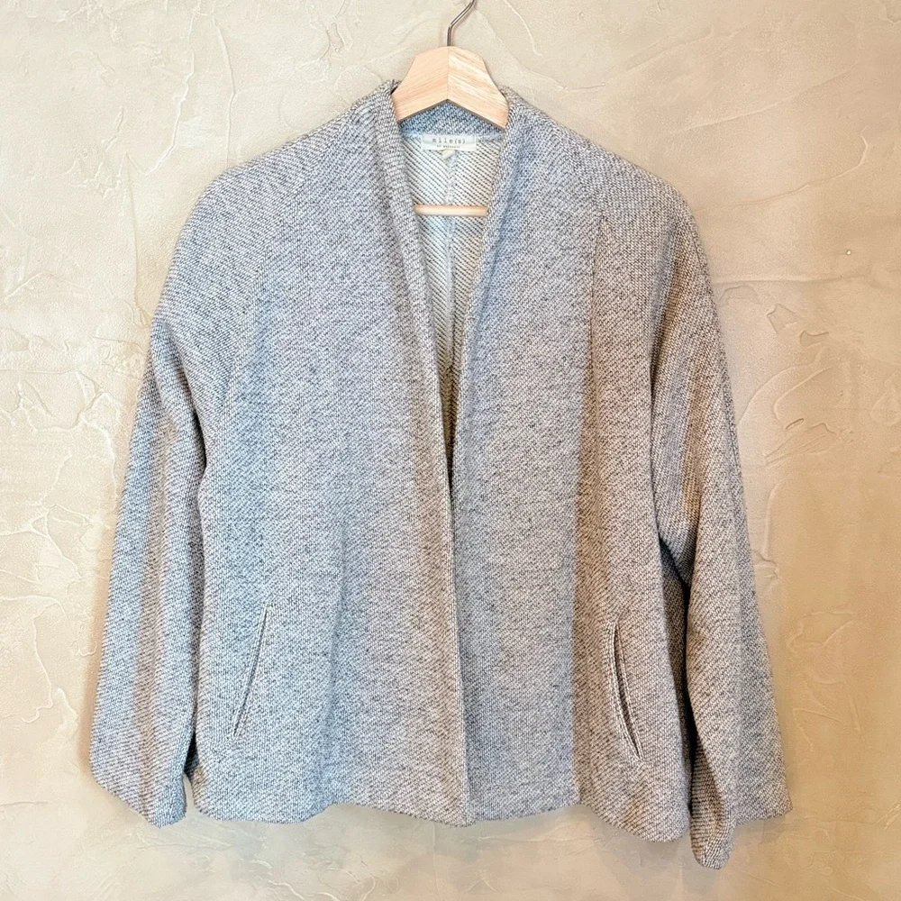 Madewell Textured Open Front Jacket Gray Minimalist Blazer M - Picture 5 of 15